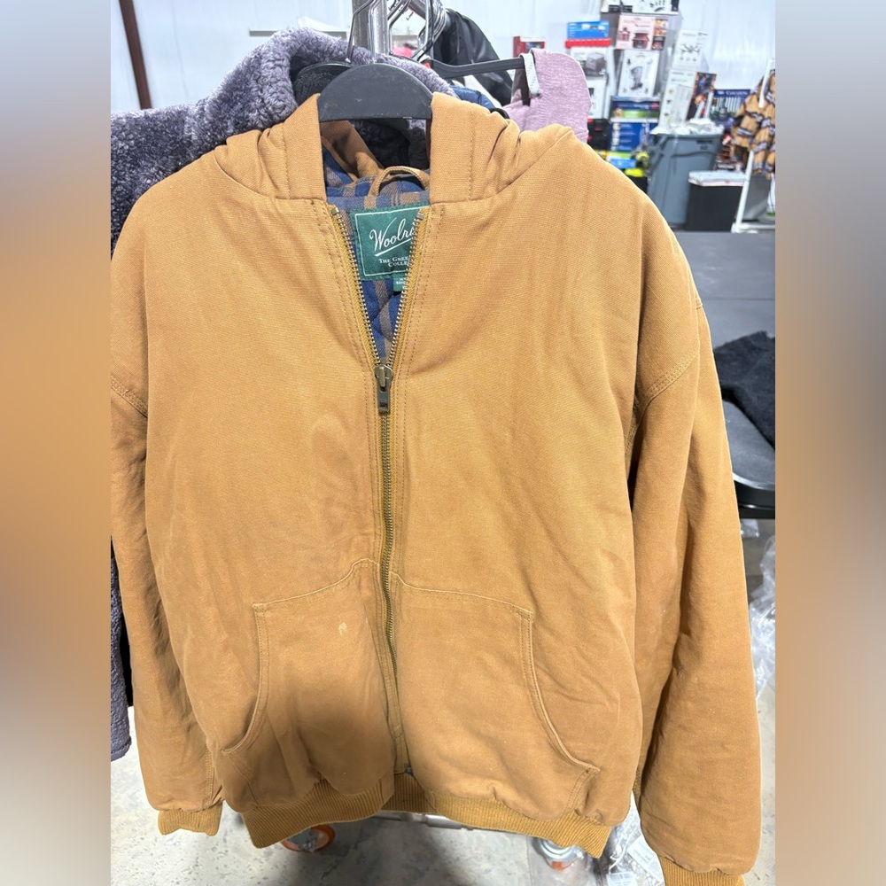 WOOLRICH GREEN LABEL COLLECTION Men’s Brown Canvas Zip Work Jacket Hoodie